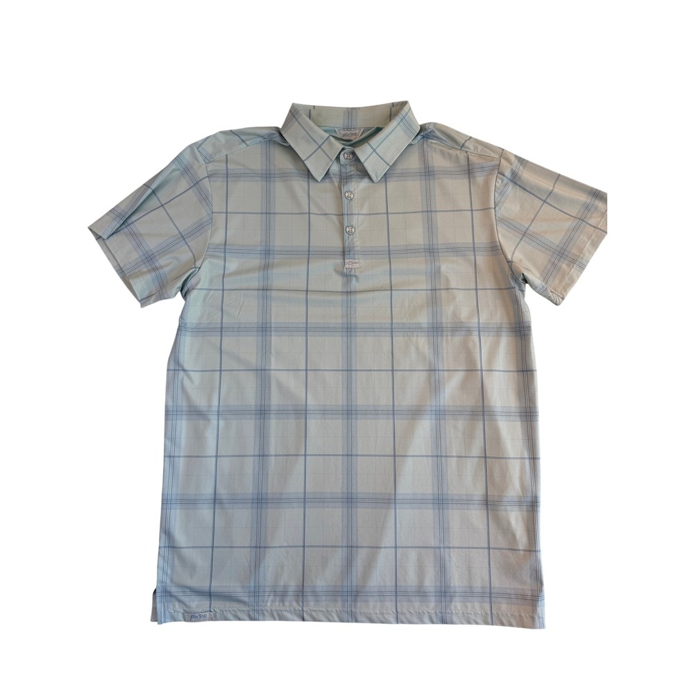Retro Rifle The Hitman Polo Shirt Mens Large Blue Plaid Short Sleeve Performance